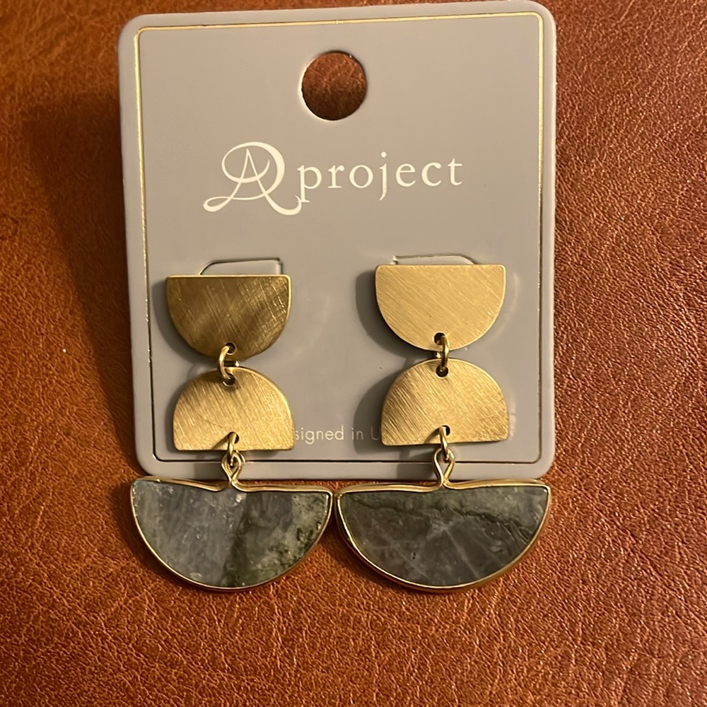 Gold and Stone Earrings